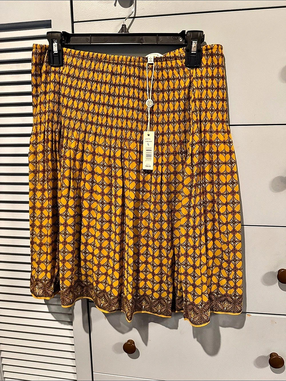 Max Studio Style 2701Y10 Geometric A-Line Skirt in Yellow Size Large NWT